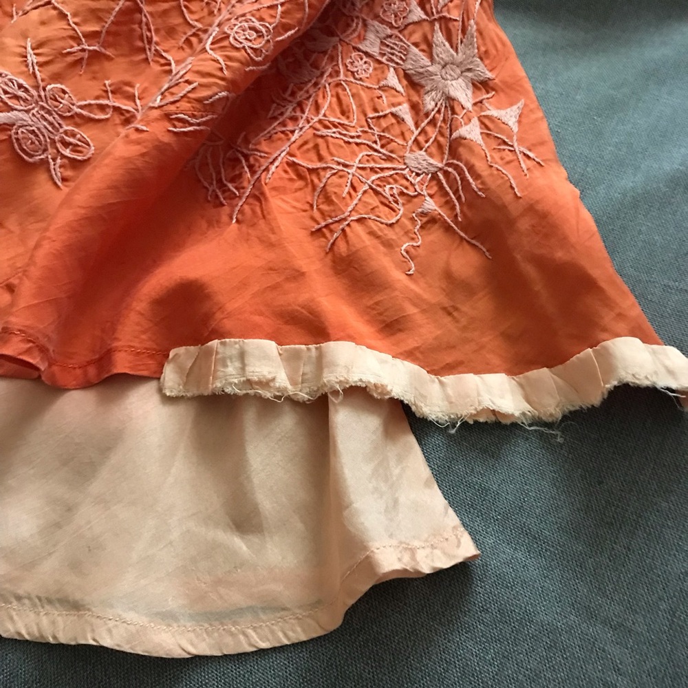 Chan Luu Silk Ballet Embroidered Skirt in Tangerine - Picture 8 of 16